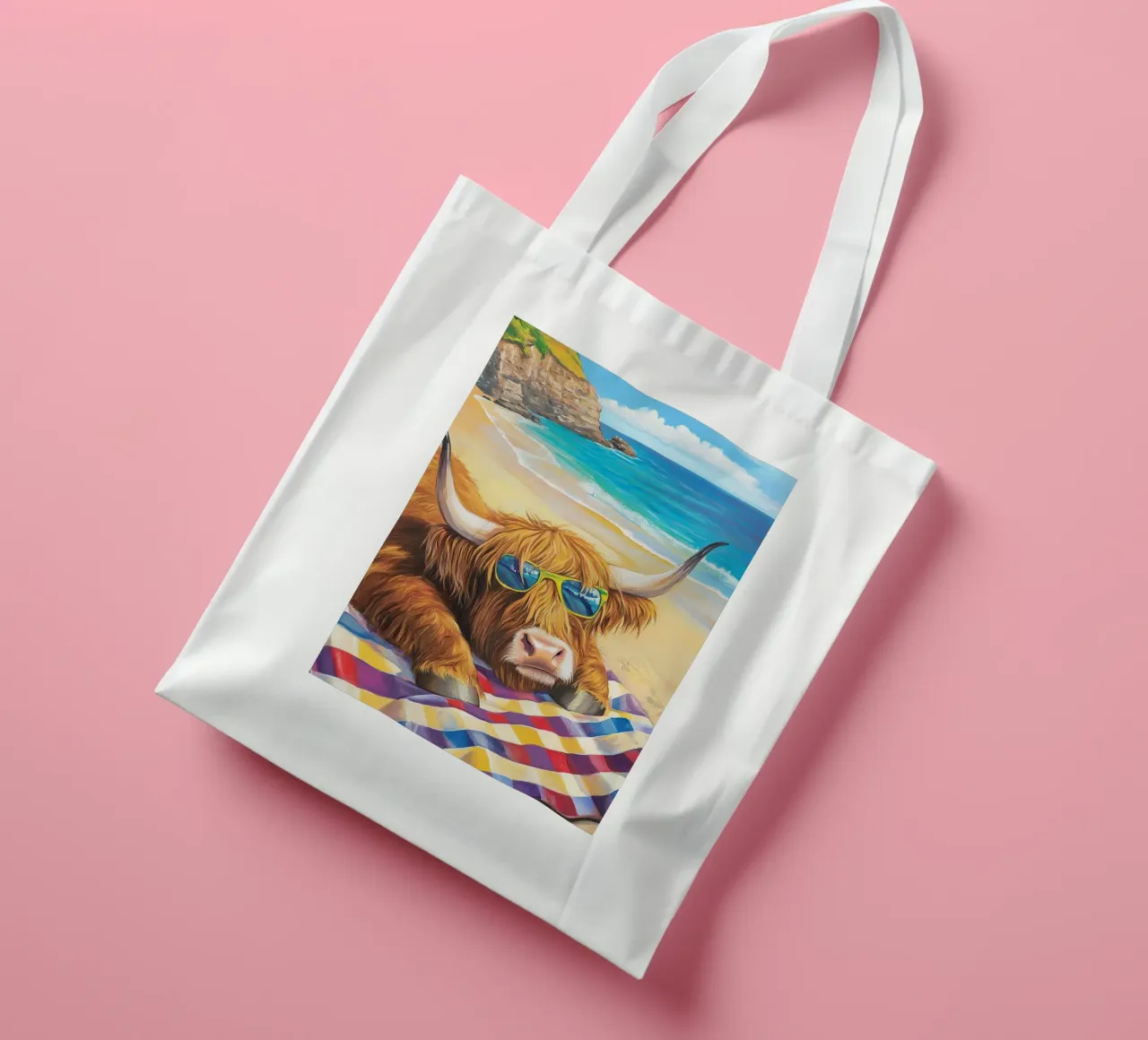 Mucca delle Highlands borsa in juta da Nikis Art Studio