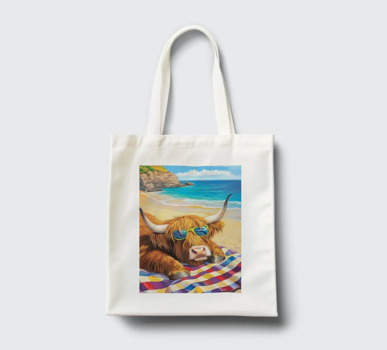 Mucca delle Highlands borsa in juta da Nikis Art Studio