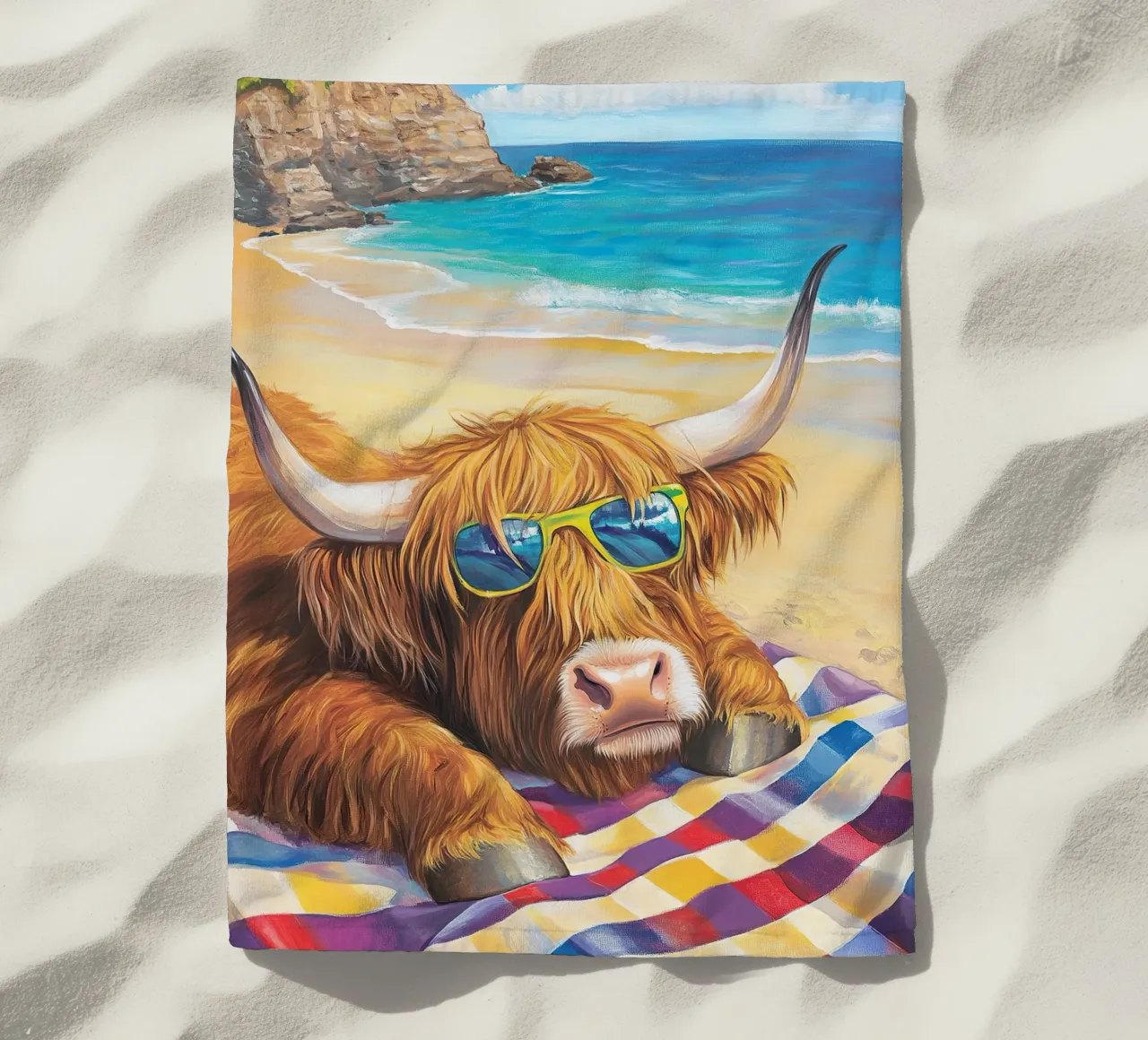 Mucca delle Highlands telo mare da Nikis Art Studio
