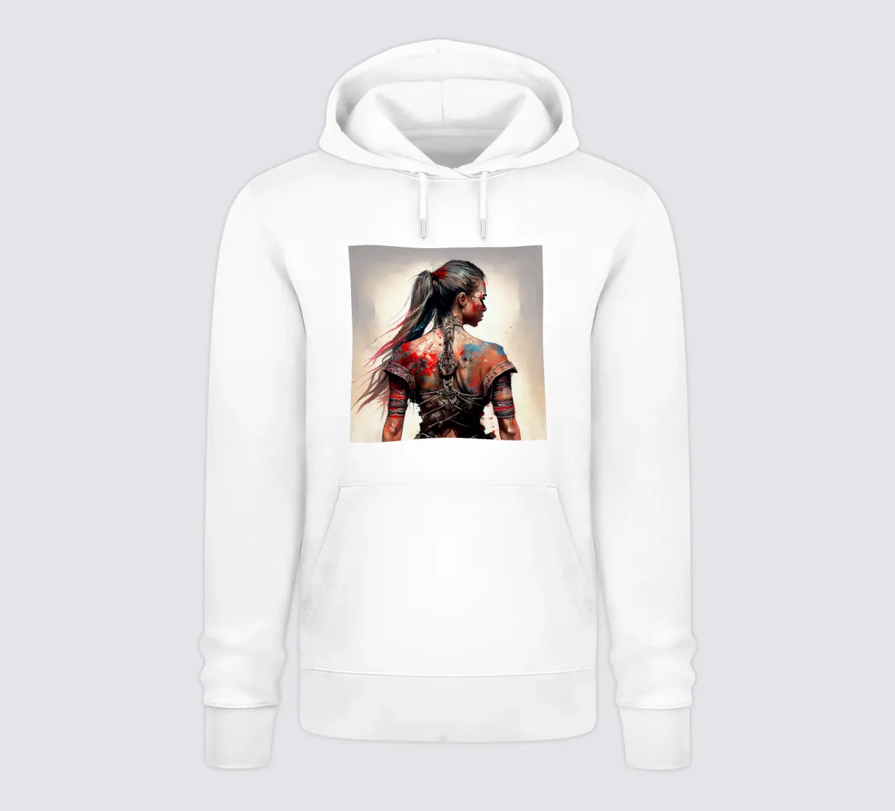 Poderosa Mujer de Espalda Guerrera sudadera con capucha de Chromatic Fusion Studio