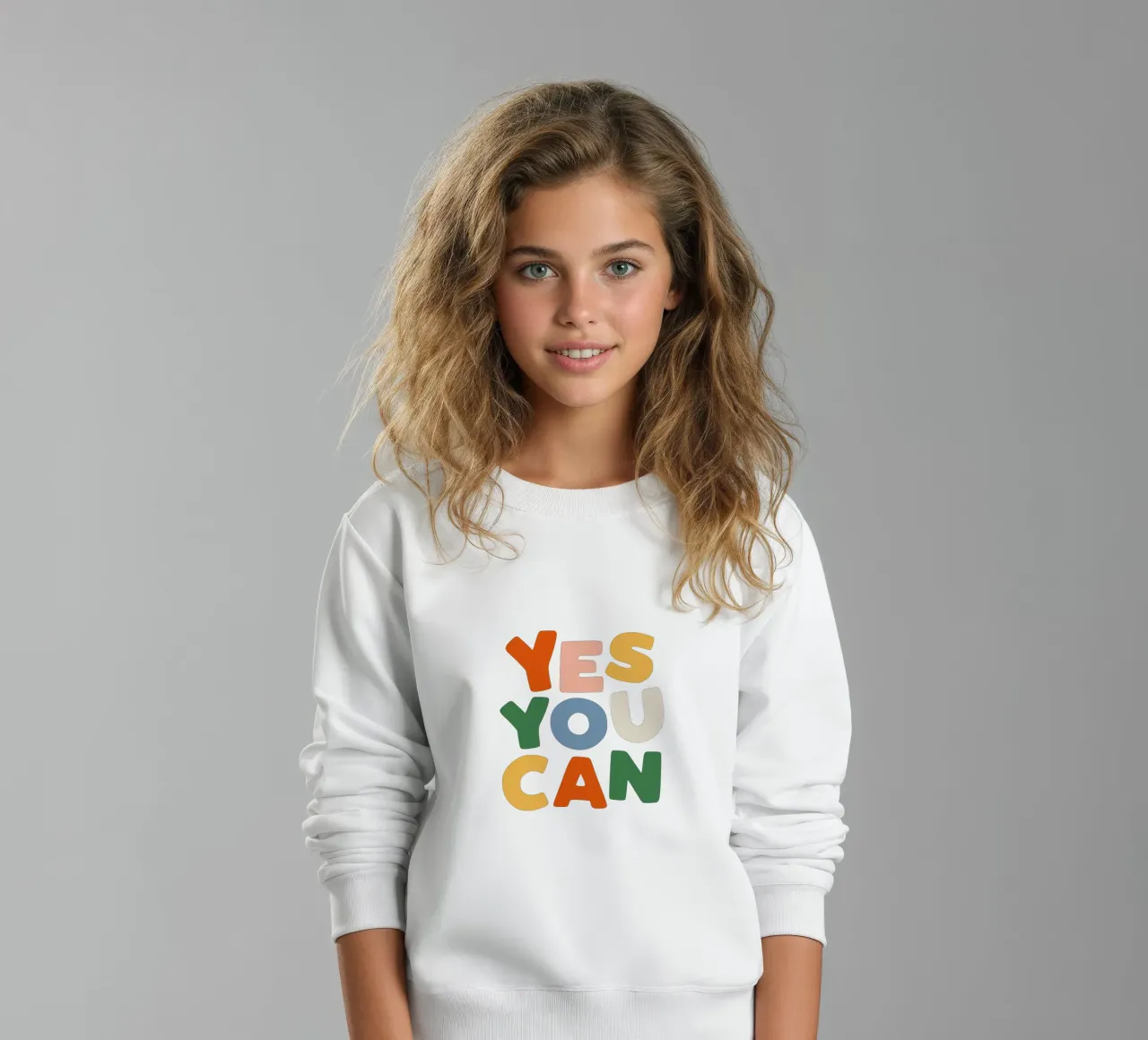 Yes You Can Design tipografico colorato felpa bambino da THE MOTIVATED TYPE