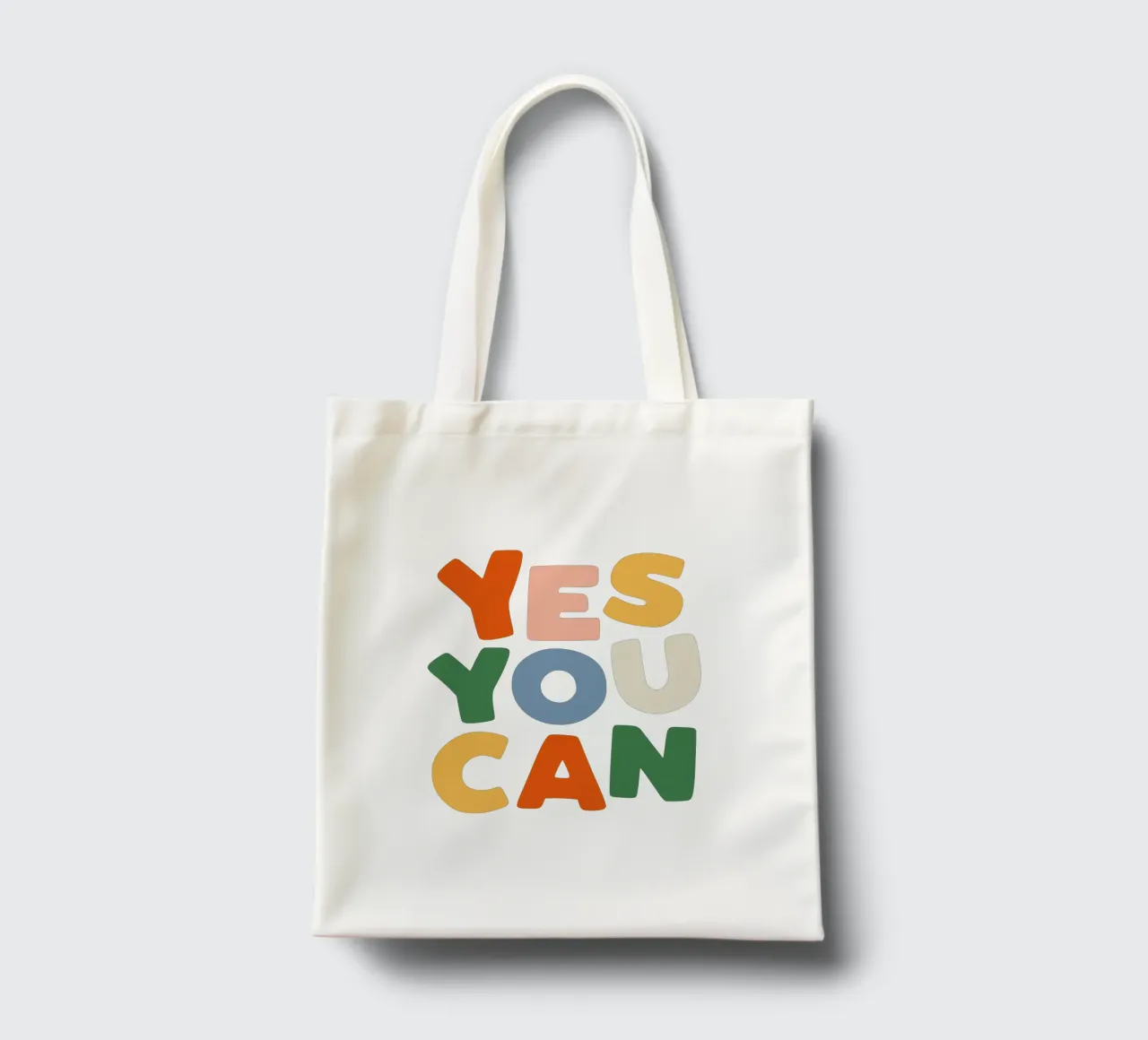 Yes You Can Design tipografico colorato borsa in juta da THE MOTIVATED TYPE