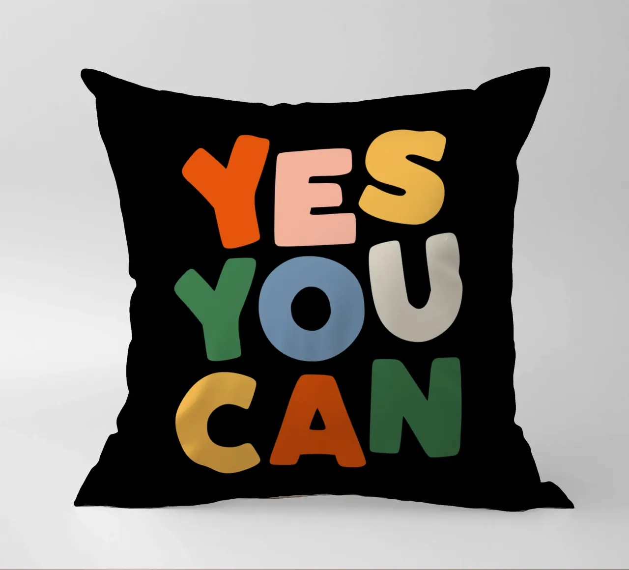 Yes You Can Colourful Typography Design decorative cushion by THE MOTIVATED TYPE