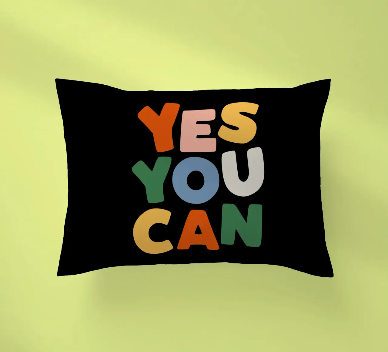 Yes You Can Colourful Typography Design decorative cushion by THE MOTIVATED TYPE
