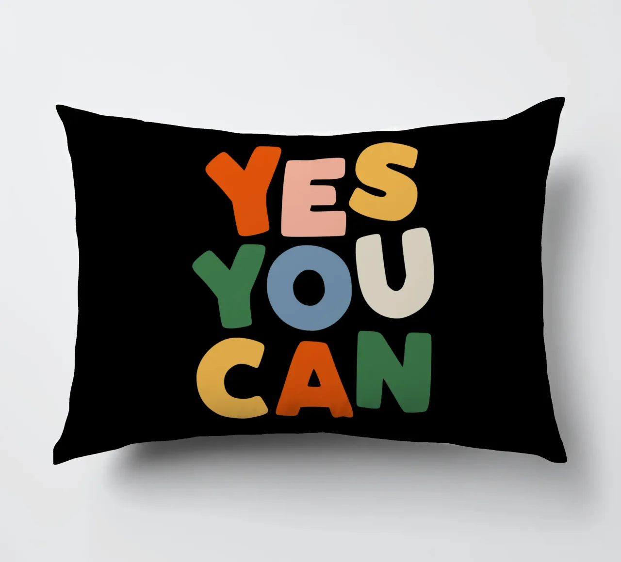 Yes You Can Colourful Typography Design decorative cushion by THE MOTIVATED TYPE