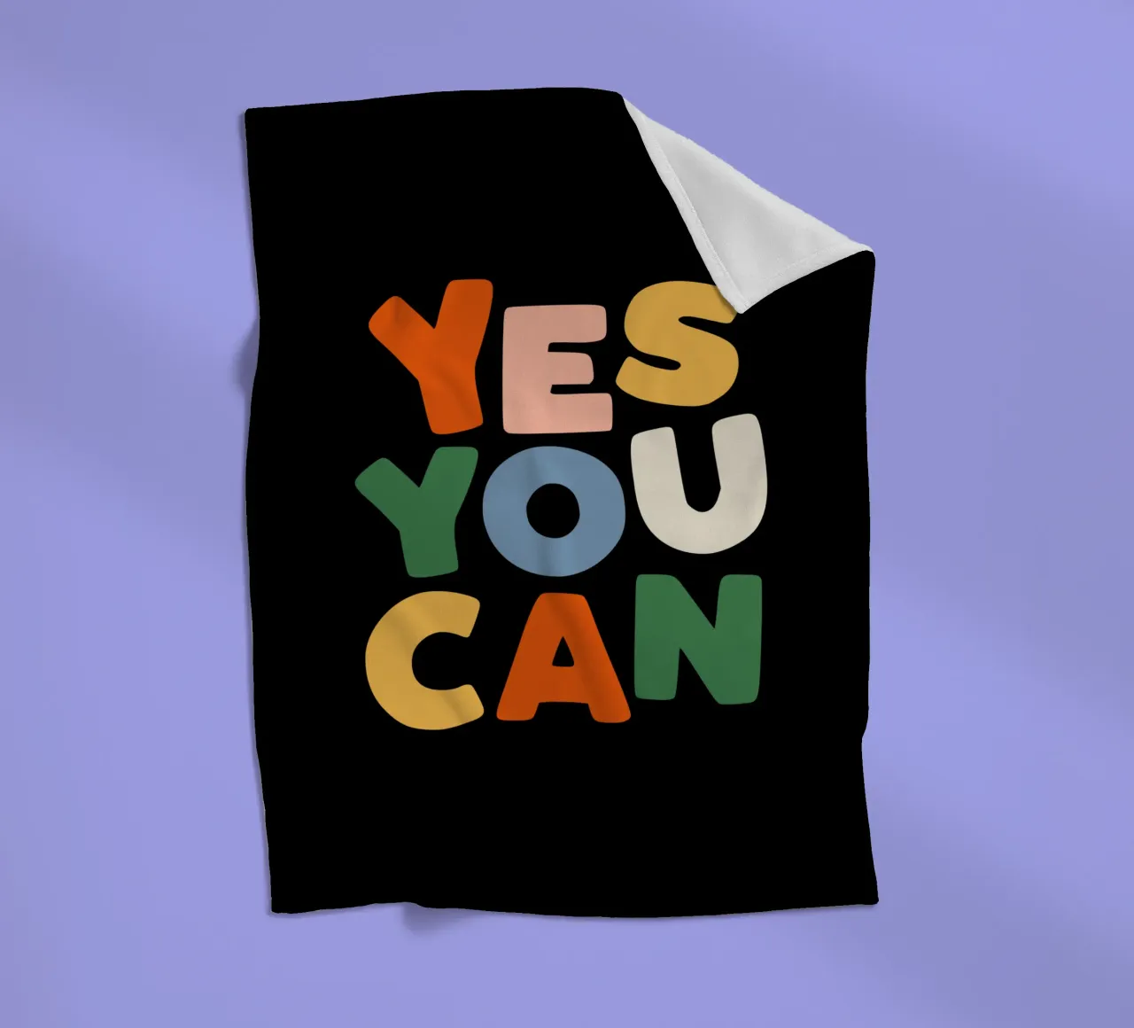 Yes You Can Design tipografico colorato coperta in pile da THE MOTIVATED TYPE