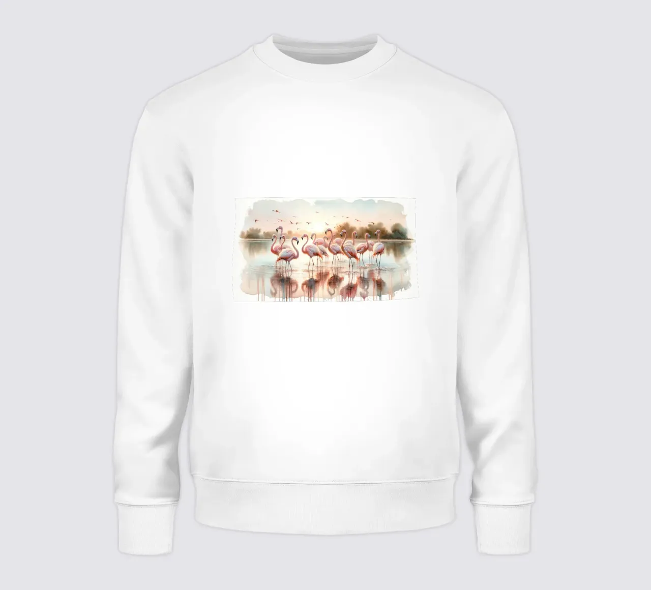 Amanecer sereno en Flamingo sudadera de Chromatic Fusion Studio