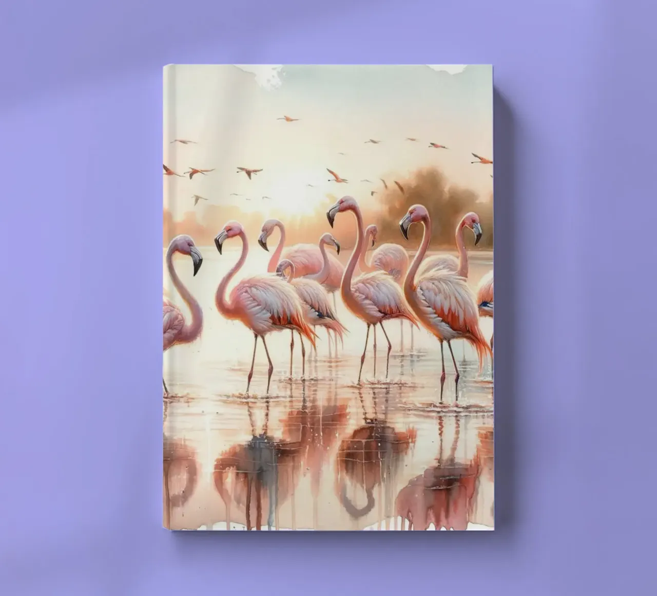 Lever de soleil serein sur les flamants roses carnet de notes de Chromatic Fusion Studio