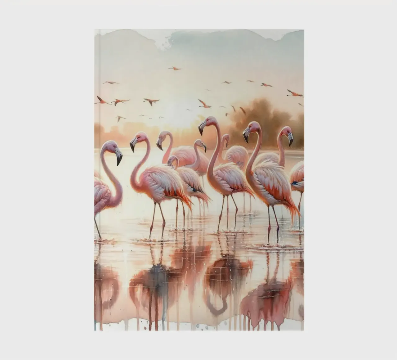 Lever de soleil serein sur les flamants roses carnet de notes de Chromatic Fusion Studio