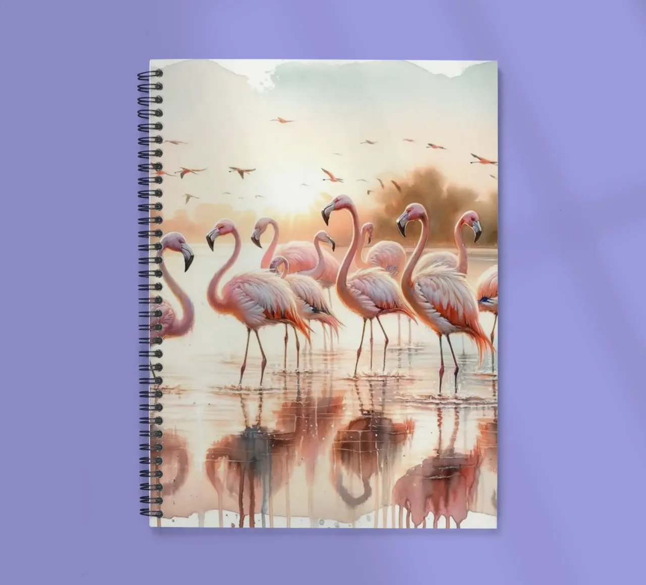 Amanecer sereno en Flamingo cuaderno de espiral de Chromatic Fusion Studio