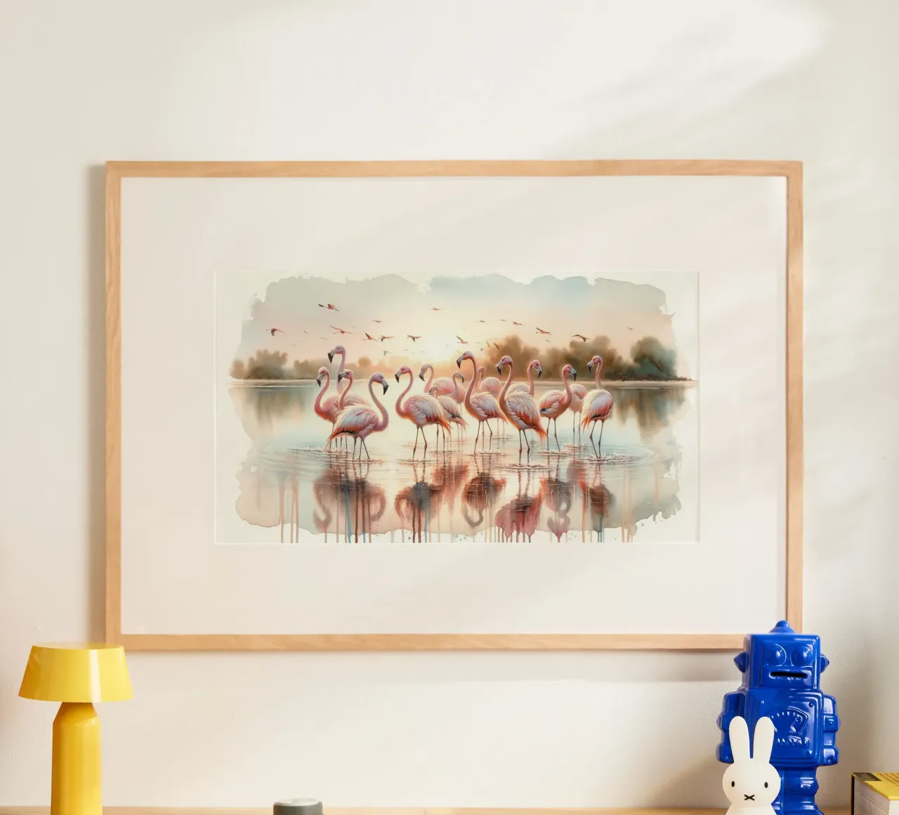 Serene Flamingo Sunrise hahnemühle by Chromatic Fusion Studio