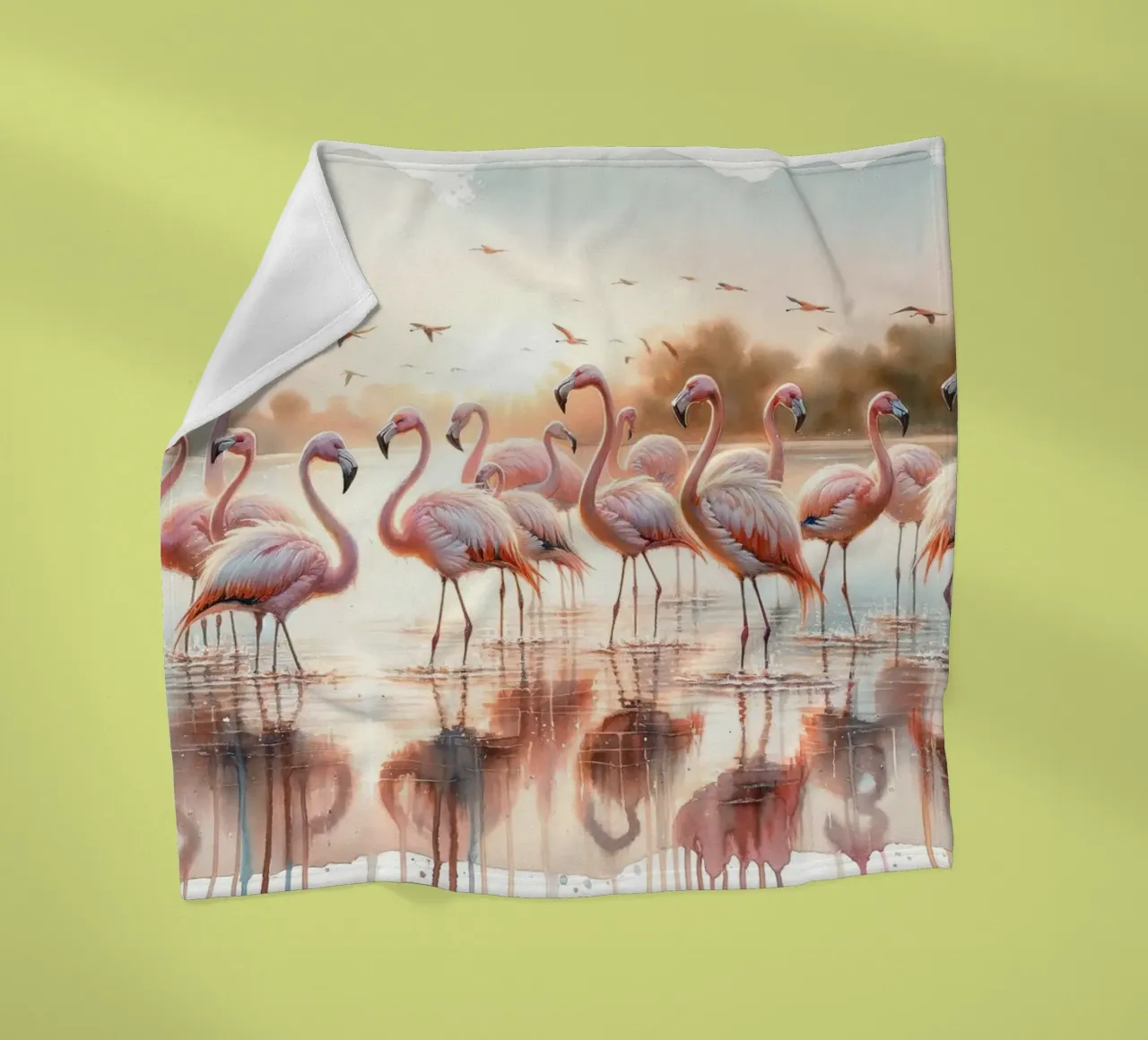Gelassener Flamingo-Sonnenaufgang Fleecedecke von Chromatic Fusion Studio