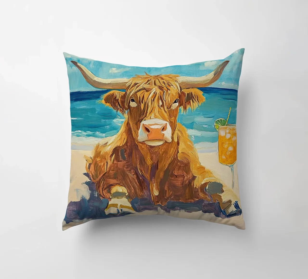 Mucca delle Highlands cuscino da Nikis Art Studio