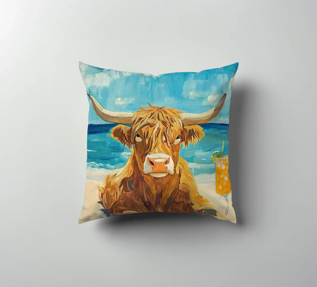 Mucca delle Highlands cuscino da Nikis Art Studio