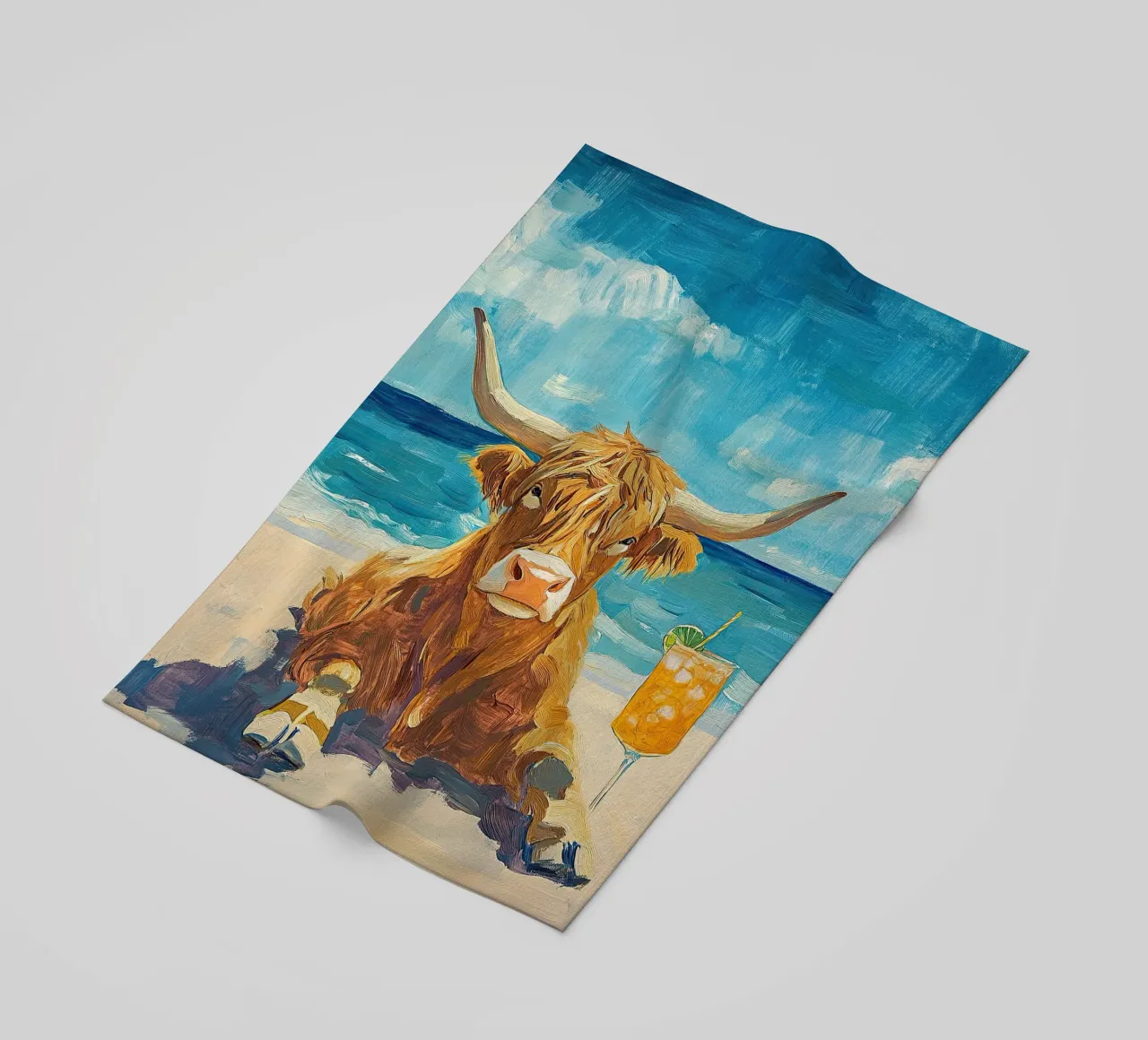 Mucca delle Highlands telo mare da Nikis Art Studio