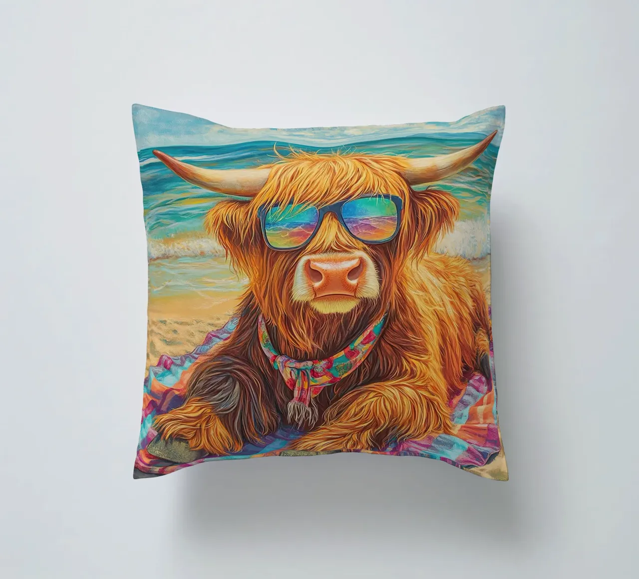 Mucca delle Highlands cuscino da Nikis Art Studio