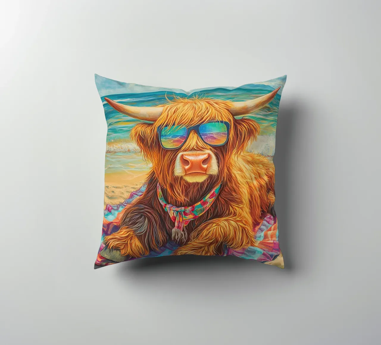Mucca delle Highlands cuscino da Nikis Art Studio