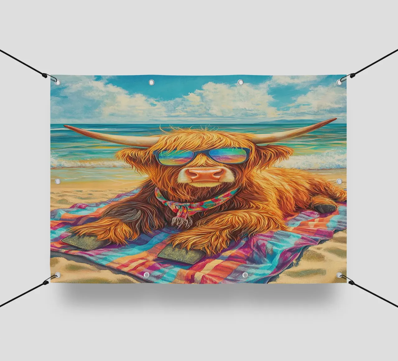 Mucca delle Highlands telo in pvc da Nikis Art Studio