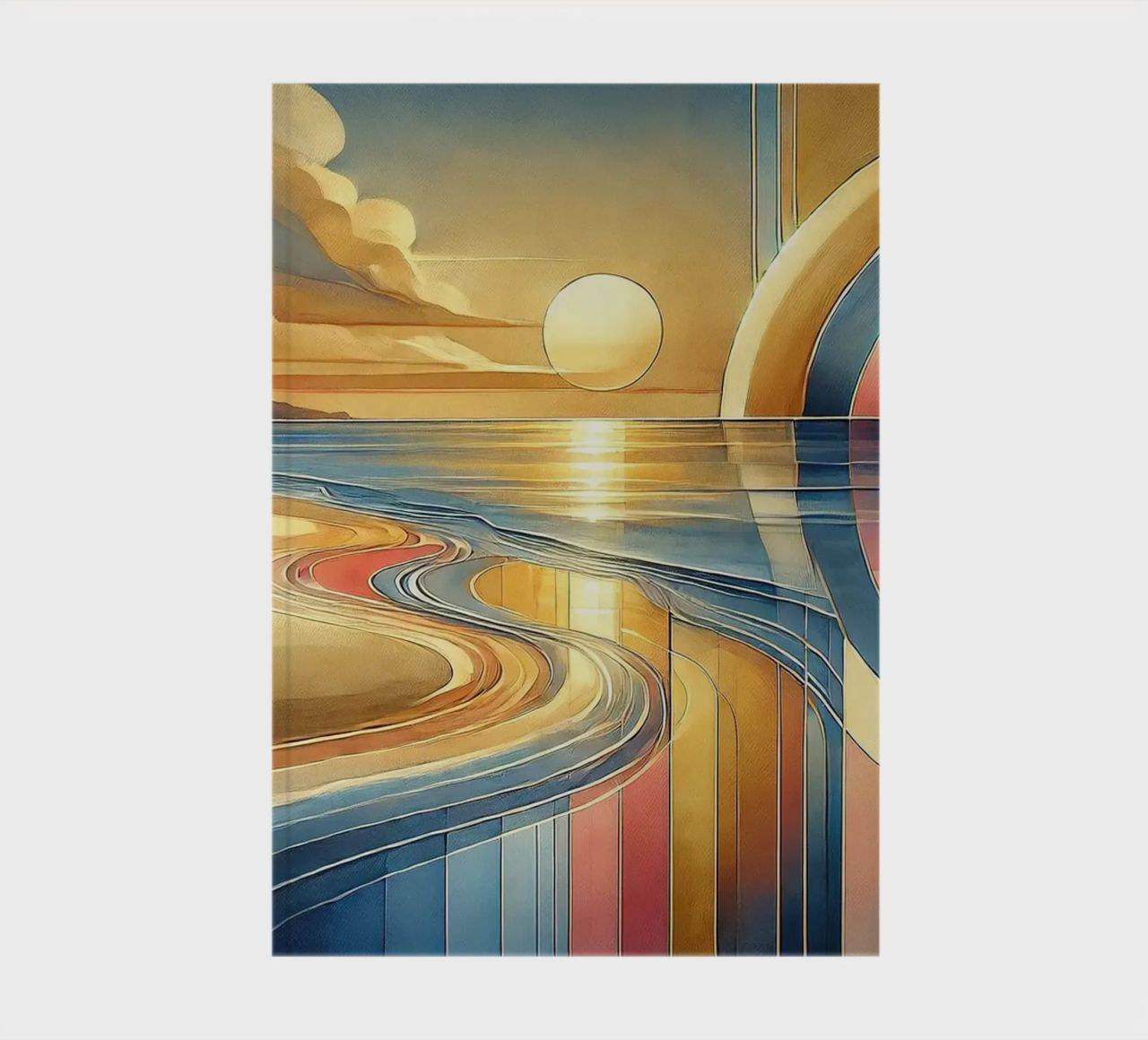Sundown Serenity Scene in Art Deco notebook by Chromatic Fusion Studio