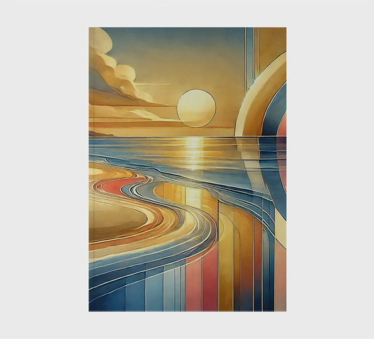 Sonnenuntergang Gelassenheit Szene in Art Deco Notizbuch von Chromatic Fusion Studio