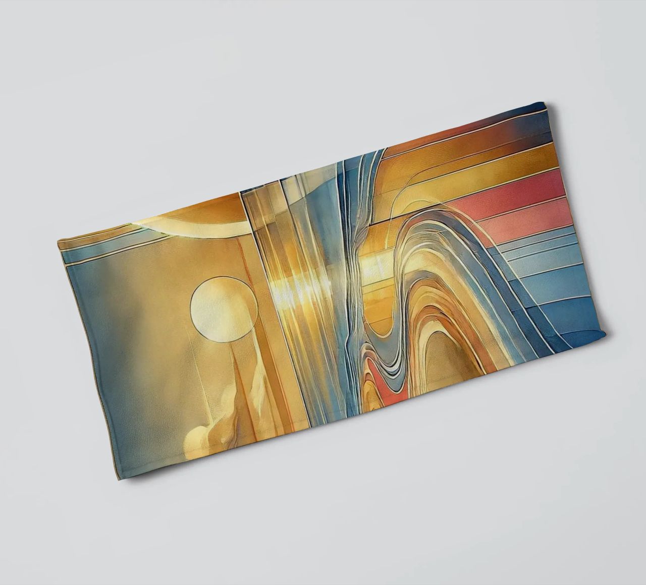 Sundown Serenity Scene in Art Deco towel by Chromatic Fusion Studio