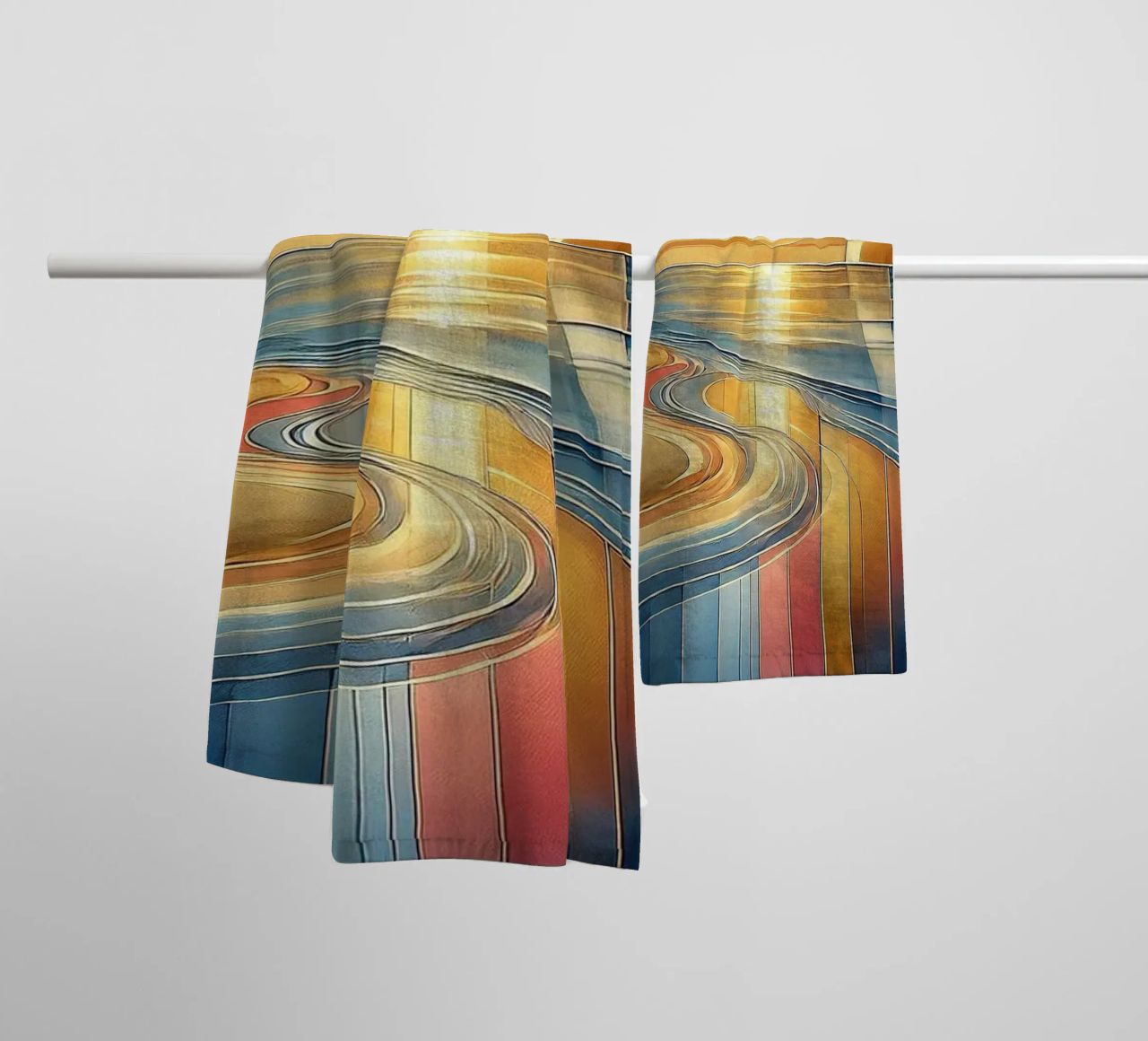 Sundown Serenity Scene in Art Deco towel by Chromatic Fusion Studio