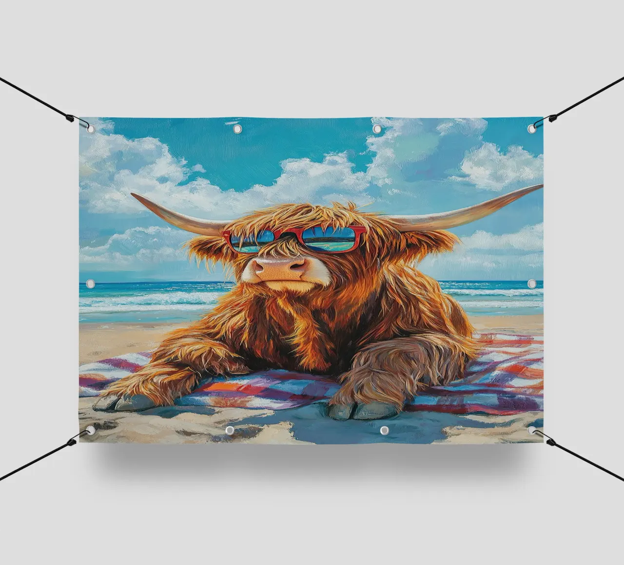 Mucca Highland am Strand telo in pvc da Nikis Art Studio
