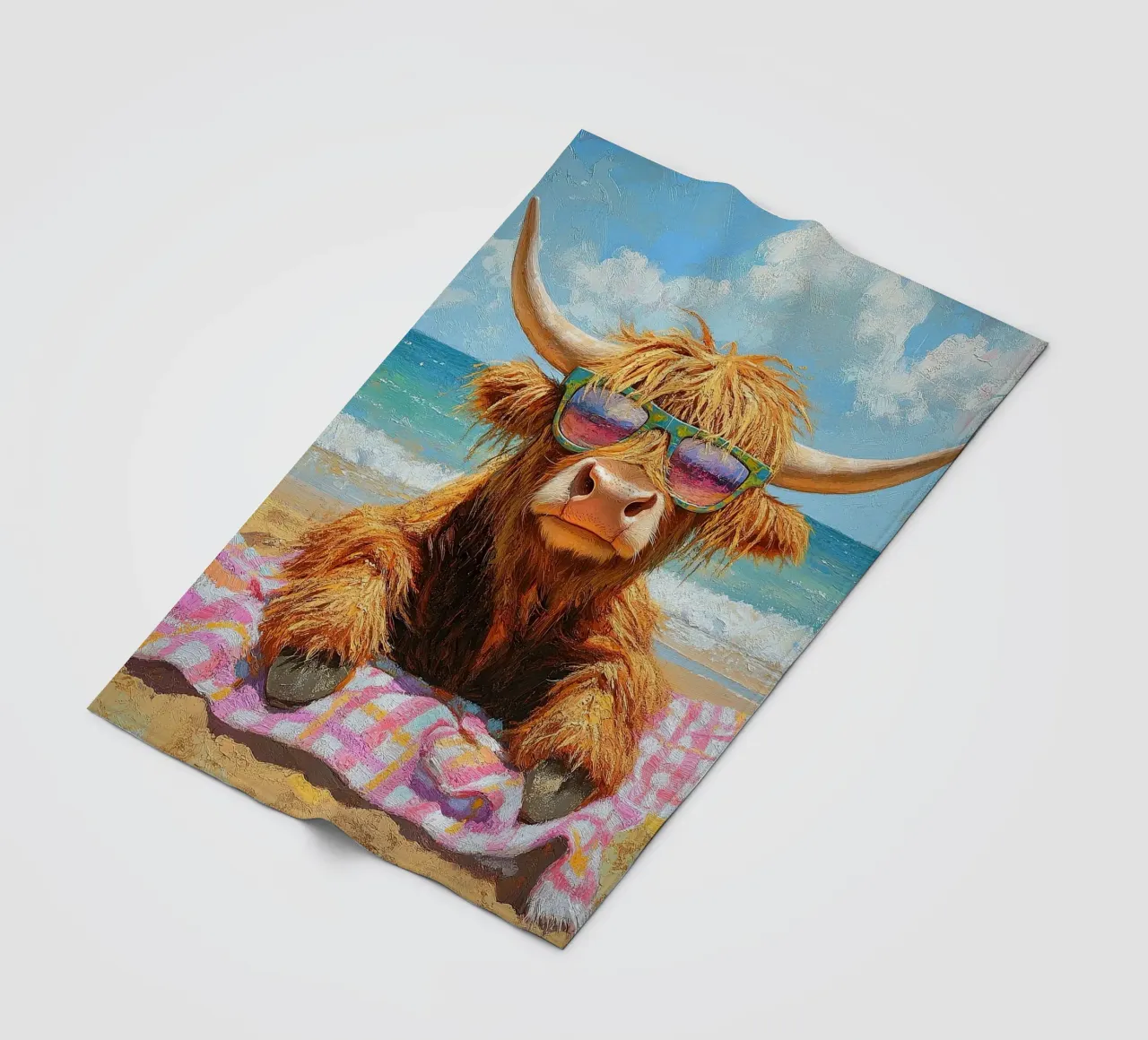 Mucca delle Highlands coperta in pile da Nikis Art Studio