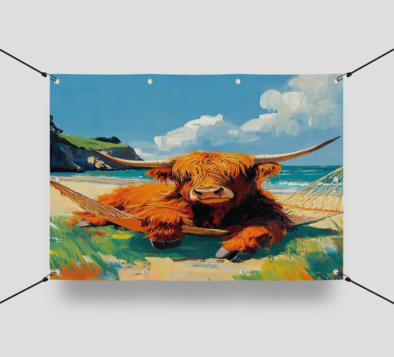 Mucca delle Highlands telo in pvc da Nikis Art Studio