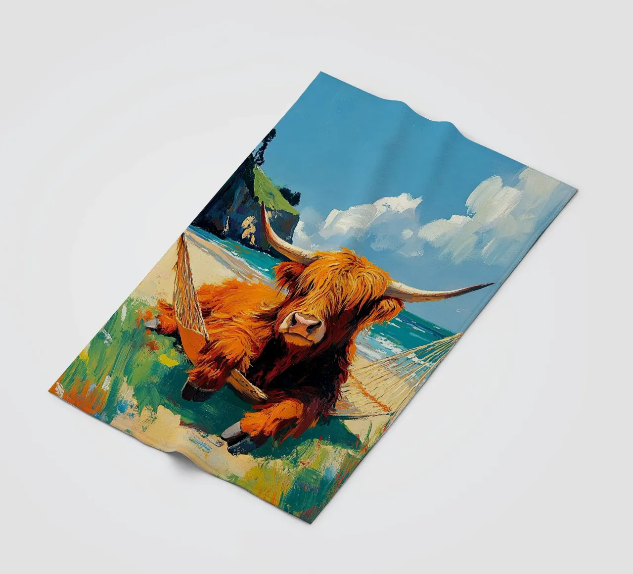 Mucca delle Highlands coperta in pile da Nikis Art Studio