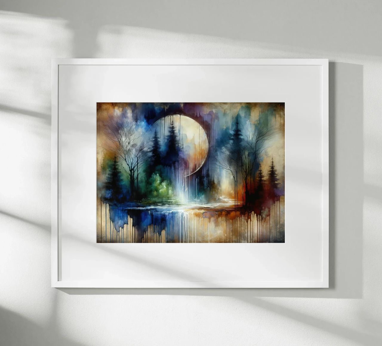 Watercolor Abstract Forest At Moonlight poster by Chromatic Fusion Studio