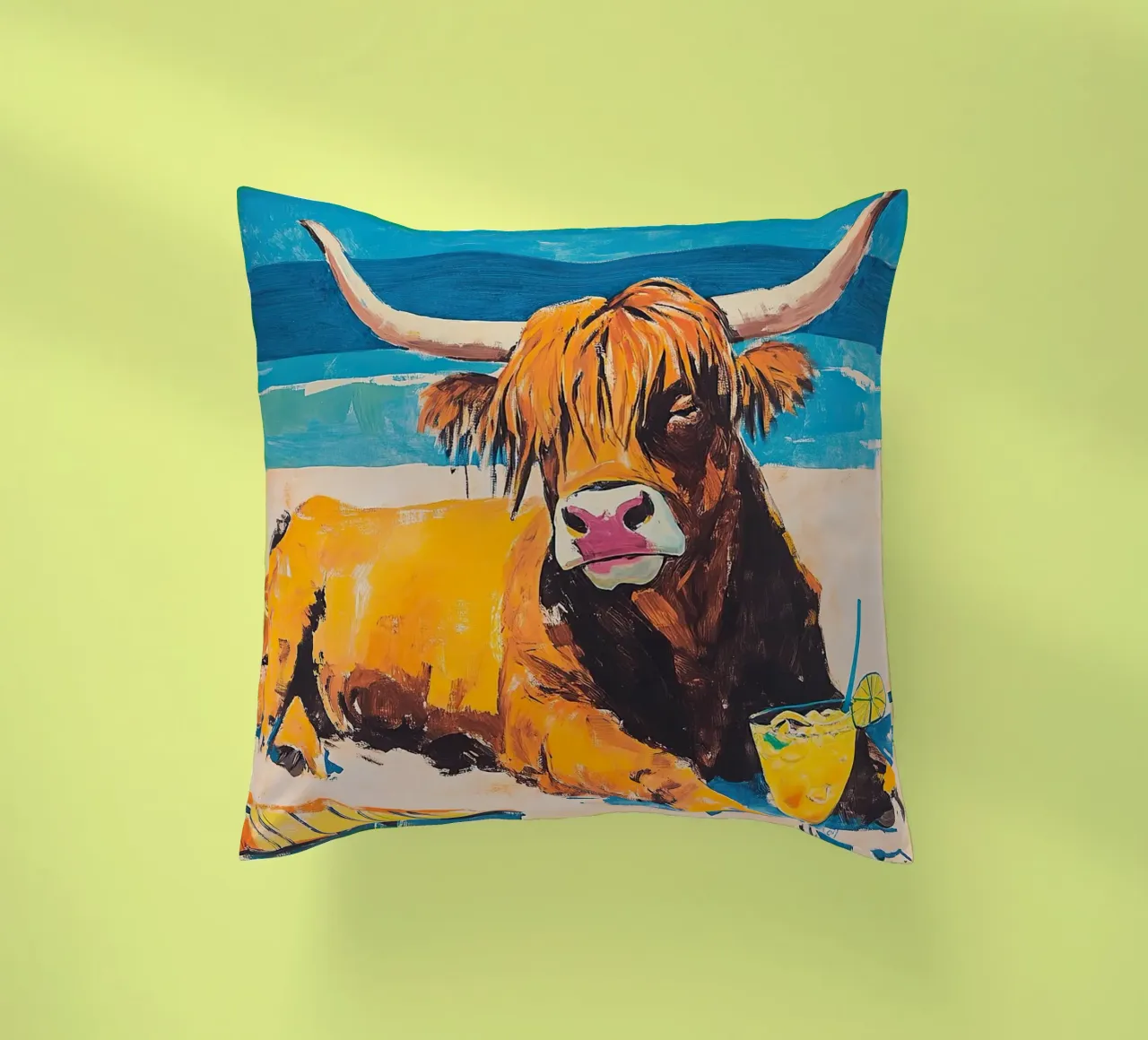 Mucca delle Highlands cuscino da Nikis Art Studio