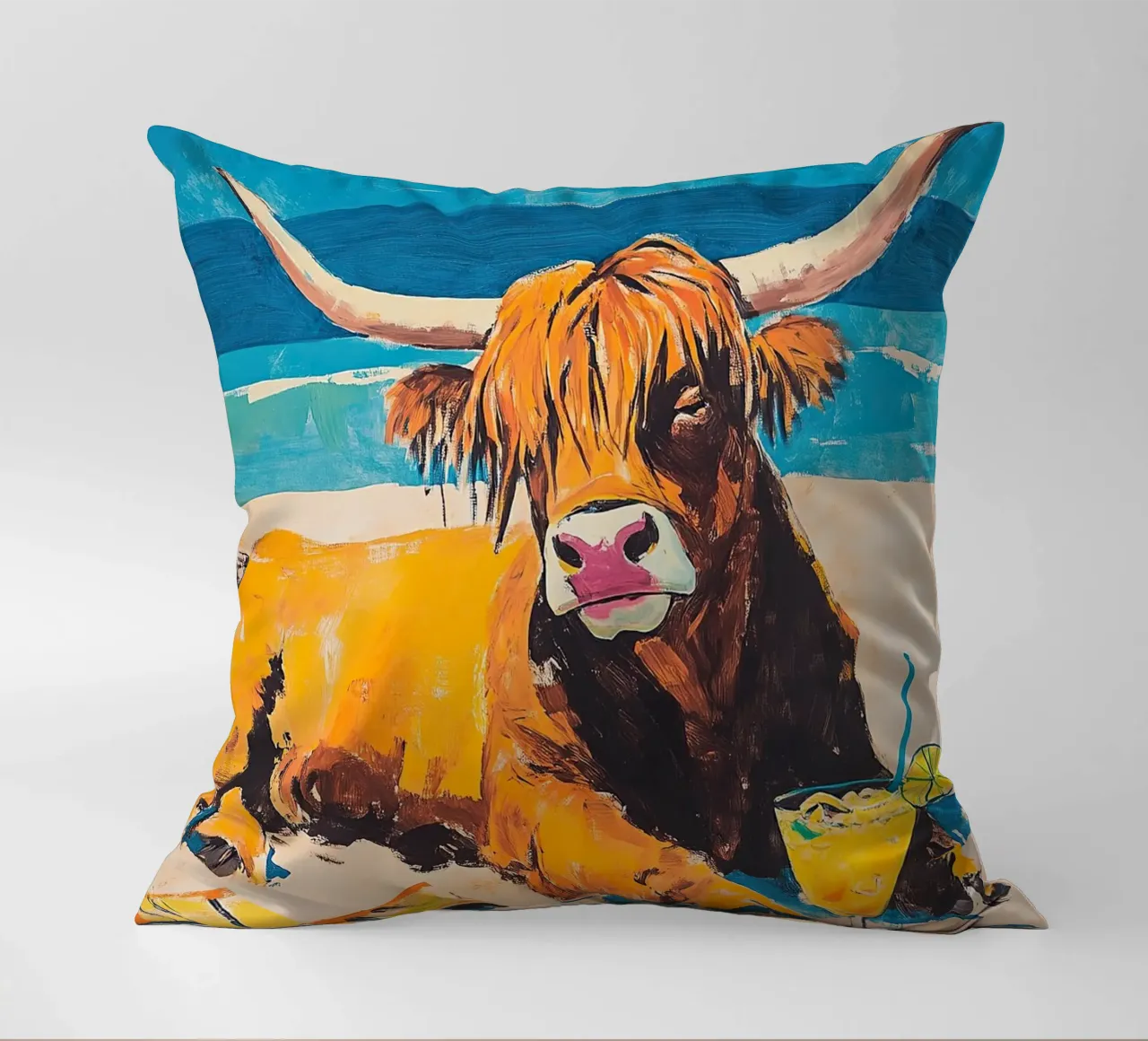 Mucca delle Highlands cuscino da Nikis Art Studio