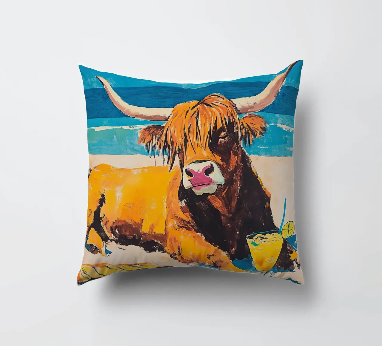 Mucca delle Highlands cuscino da Nikis Art Studio