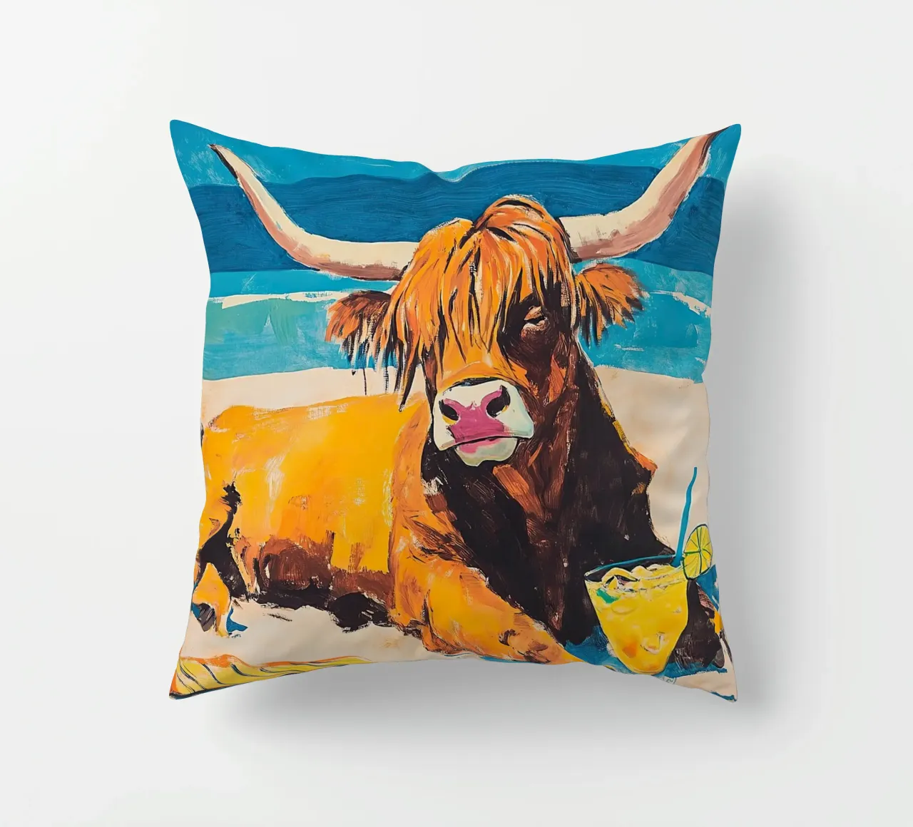 Mucca delle Highlands cuscino da Nikis Art Studio