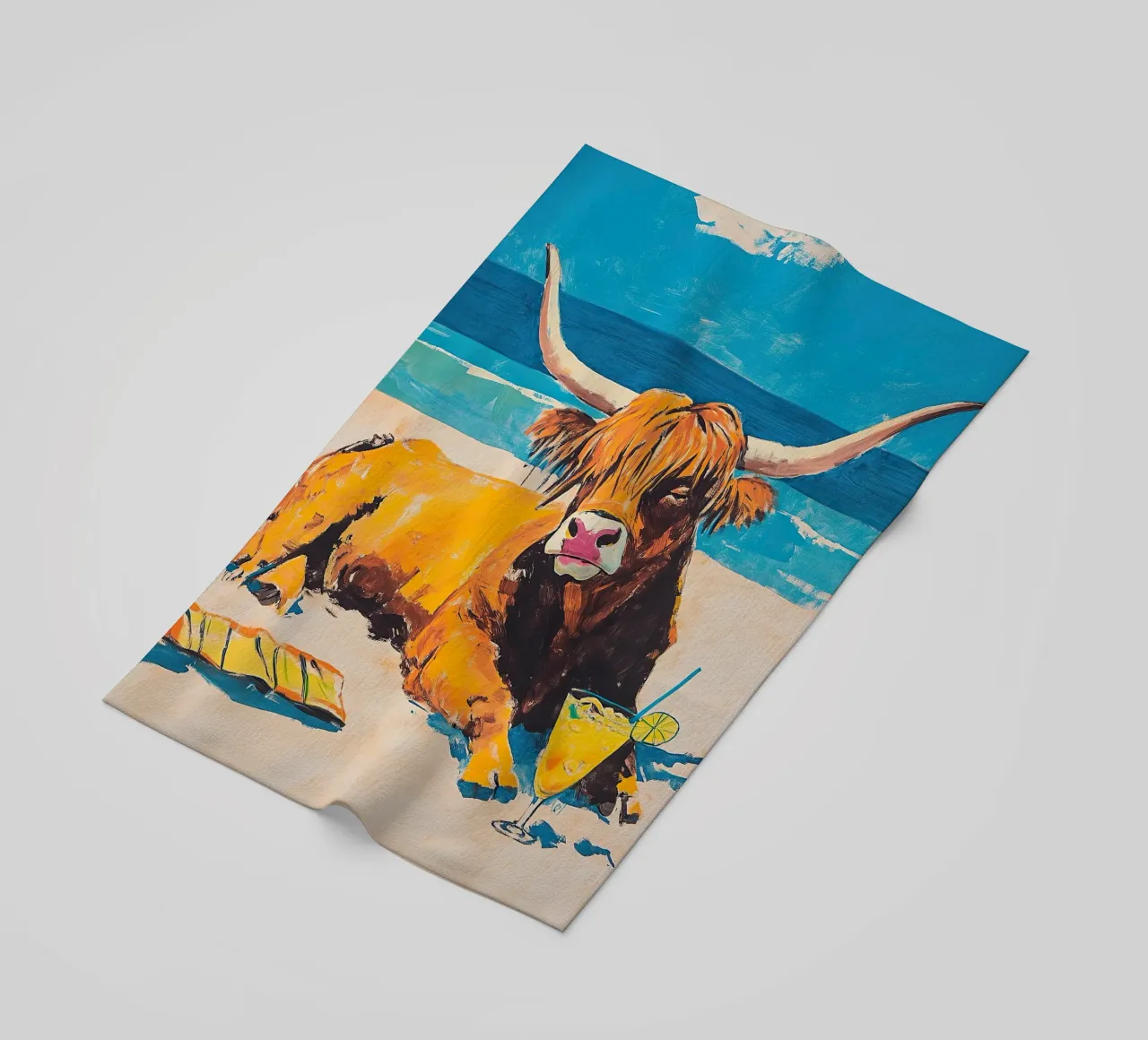 Mucca delle Highlands telo mare da Nikis Art Studio