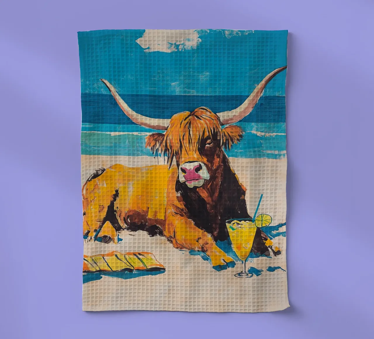 Mucca delle Highlands canovaccio da cucina da Nikis Art Studio