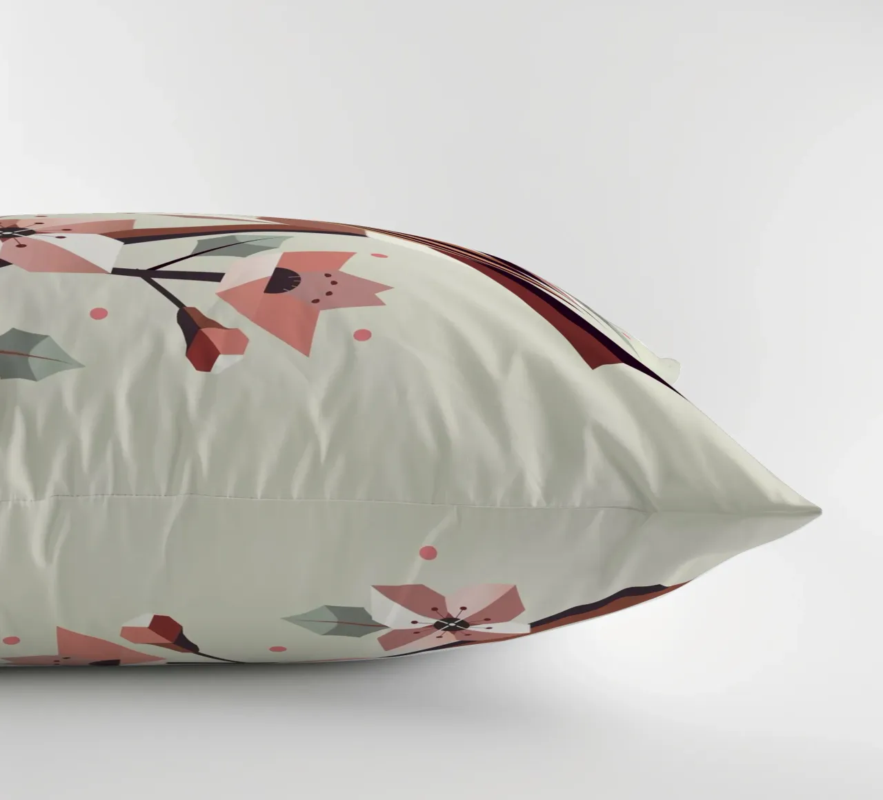 Pettirosso geometrico con fiori di ciliegio cuscino da namosh
