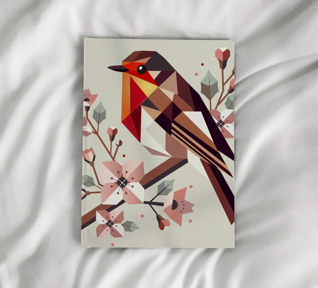 Pettirosso geometrico con fiori di ciliegio diario da namosh