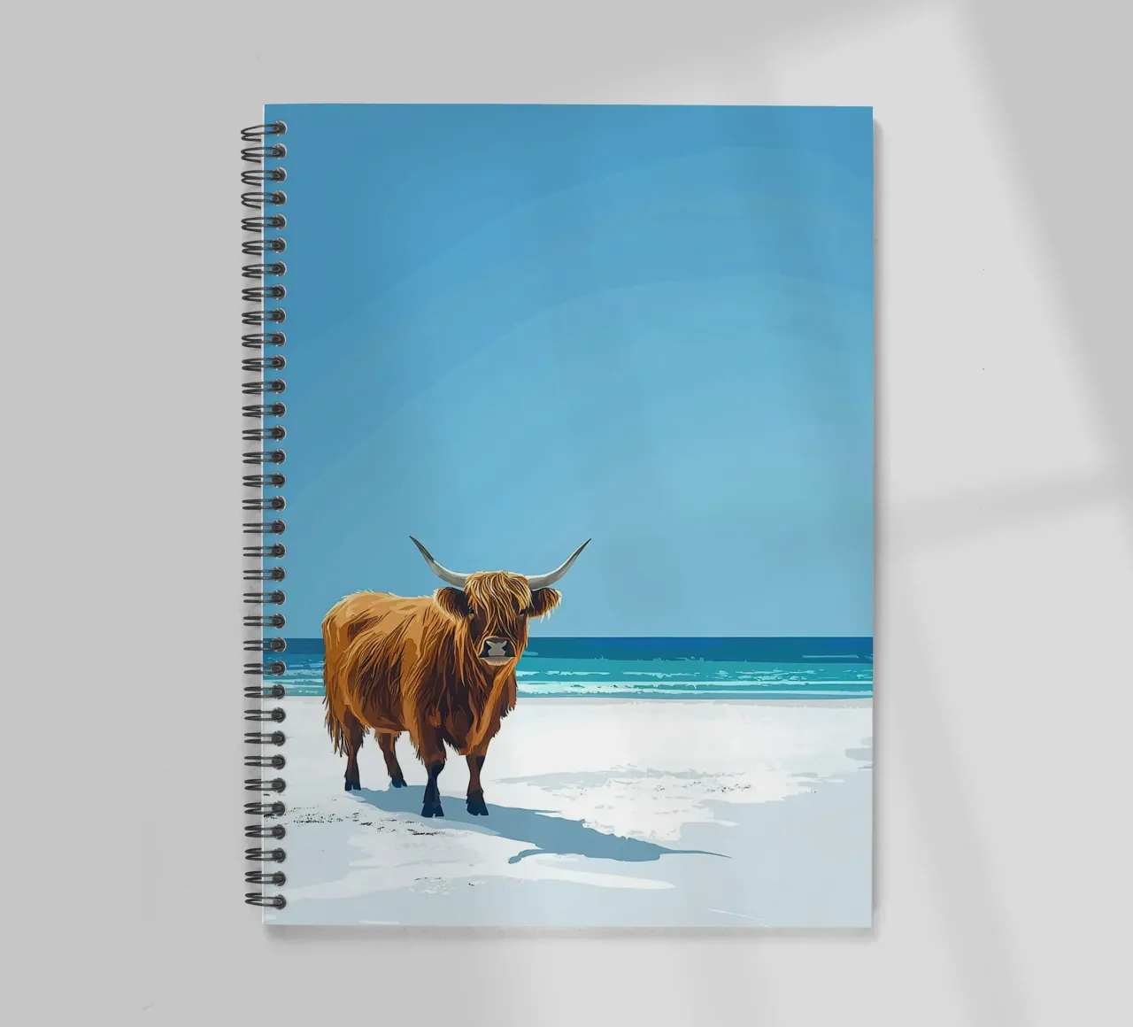 Mucca Highland am Meer diario ad anelli da Nikis Art Studio