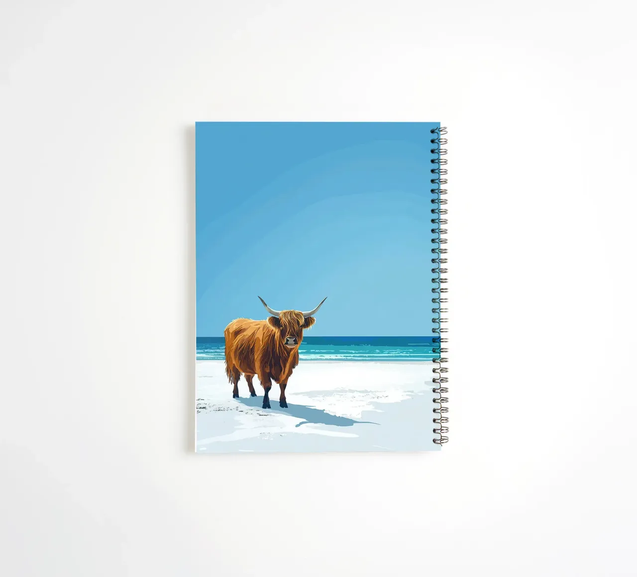 Mucca Highland am Meer diario ad anelli da Nikis Art Studio