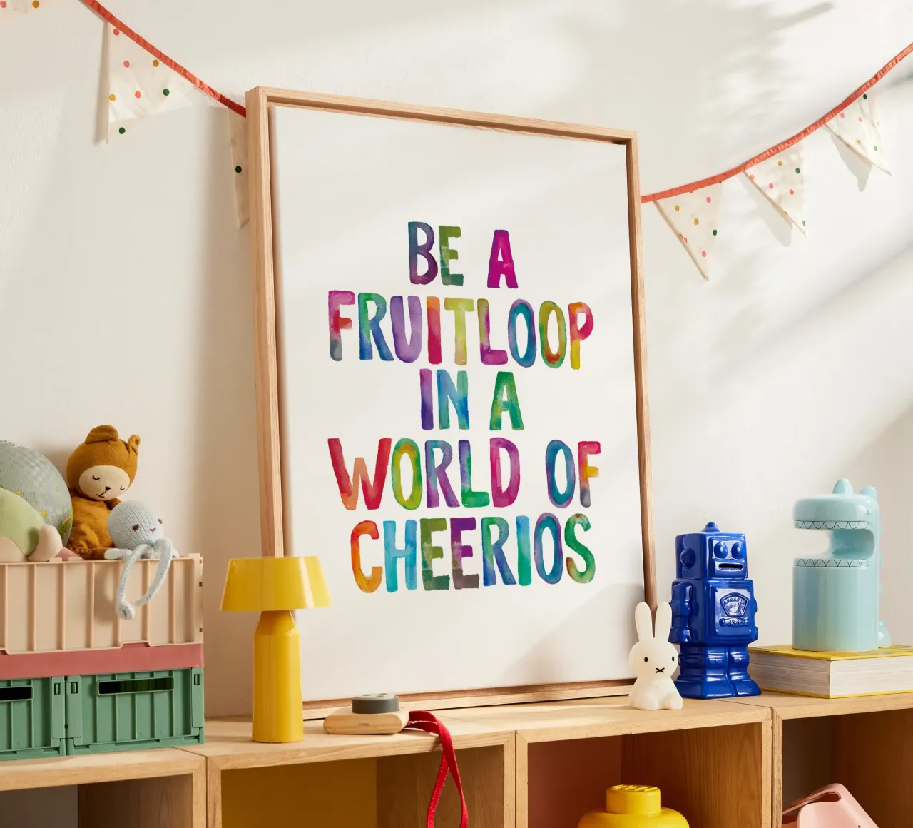 Be a Fruitloop In a World of Cheerios Rainbow Typography canvas by THE MOTIVATED TYPE