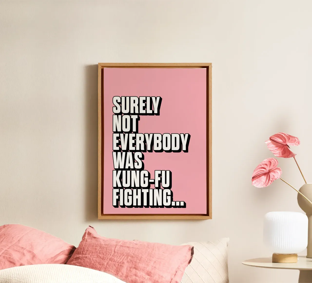 Surely Not Everybody Was Kung Fu Fighting canvas with Floater frame by Lolly & Roobs