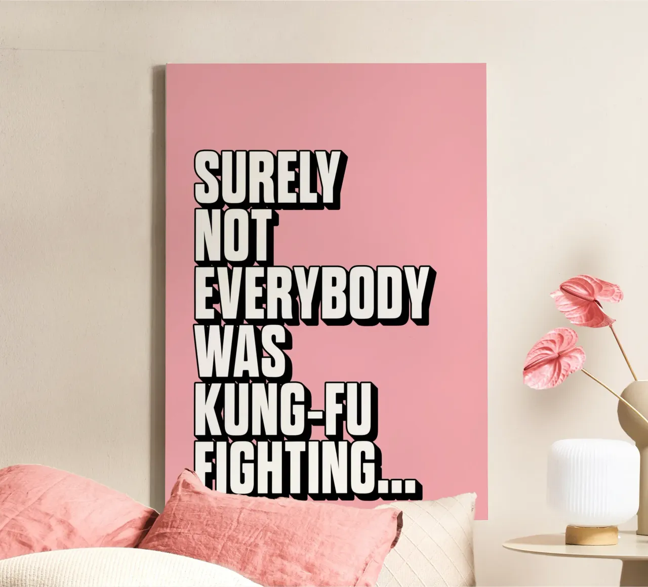 Surely Not Everybody Was Kung Fu Fighting canvas with Floater frame by Lolly & Roobs