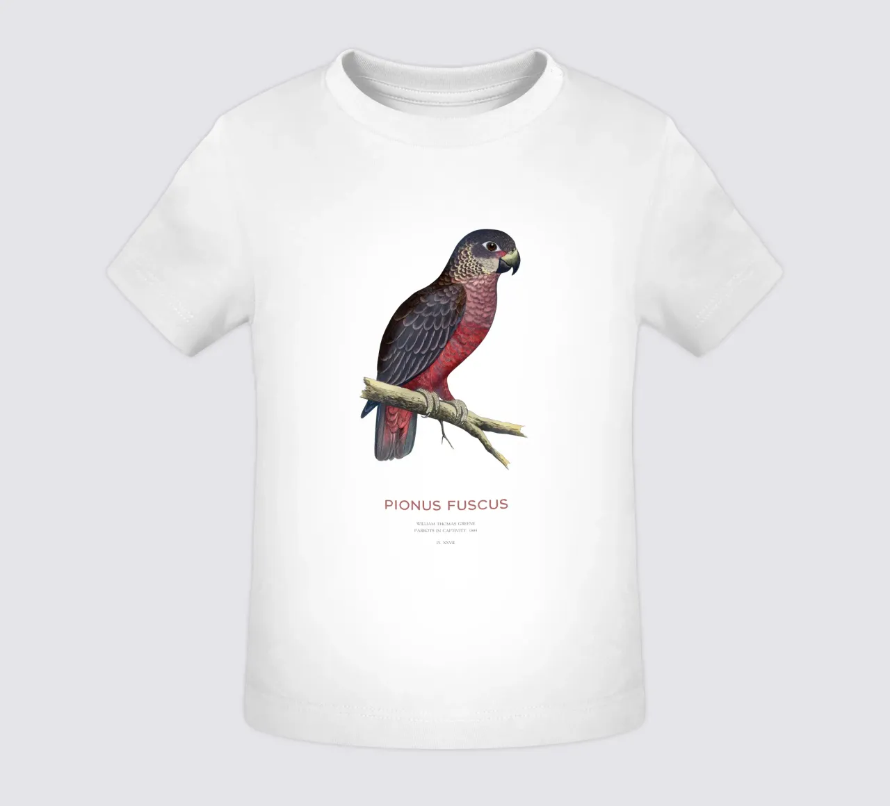 Pappagallo crepuscolare o Pionus fuscus maglietta neonato da Vintagrafica