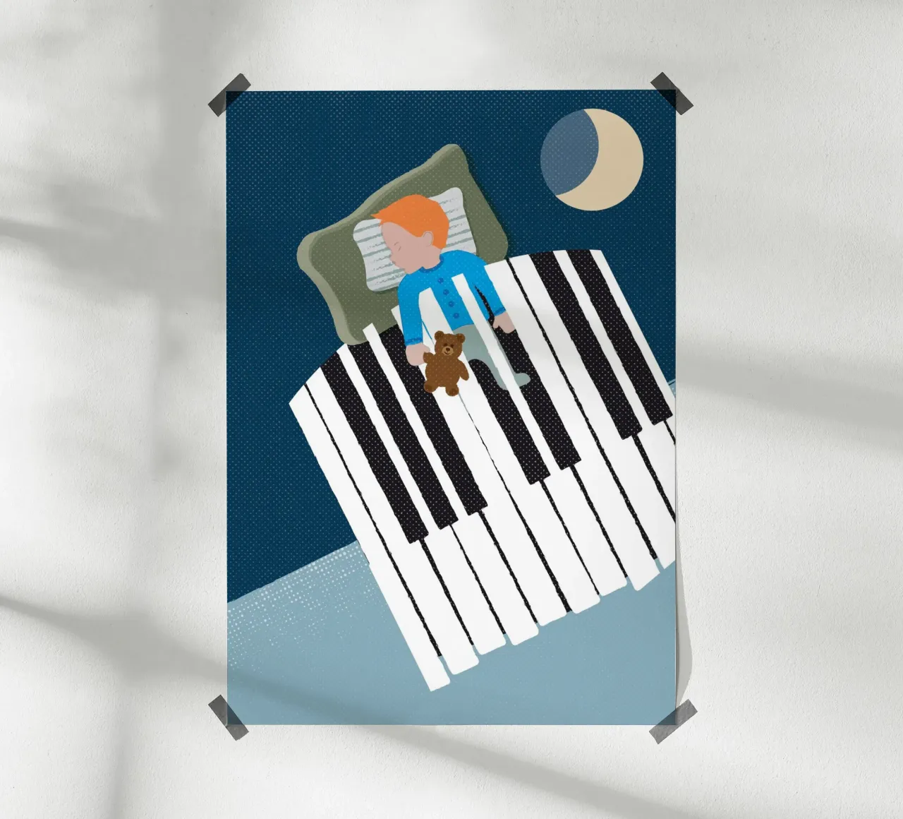 Sleep Well poster con telaio in alluminio da lazydaypaper