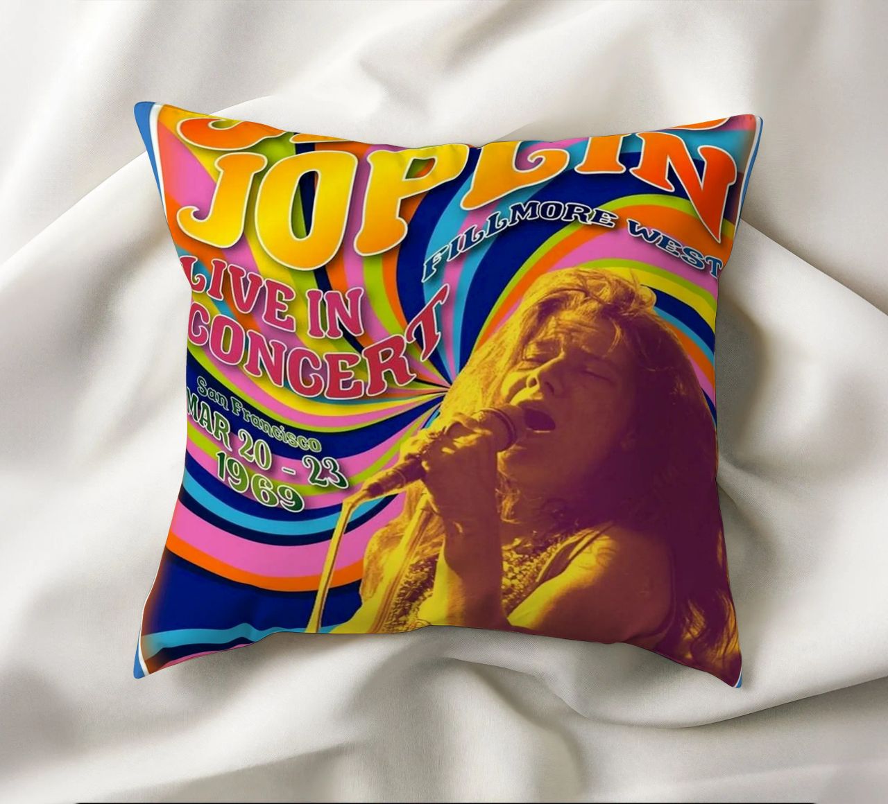 live concert janis joplin 1967 Poster coussin de SoundStudio