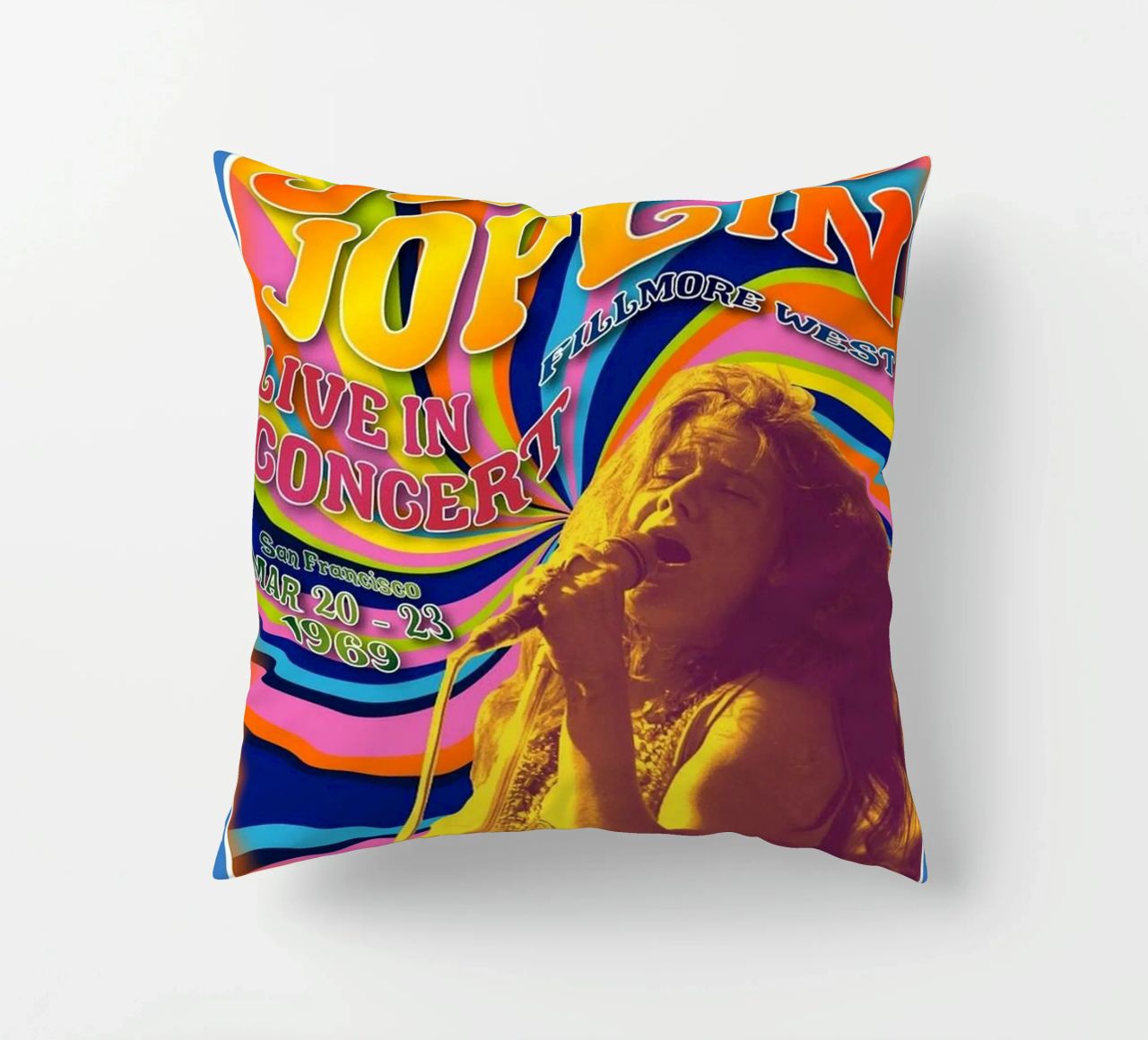 live concert janis joplin 1967 Poster coussin de SoundStudio