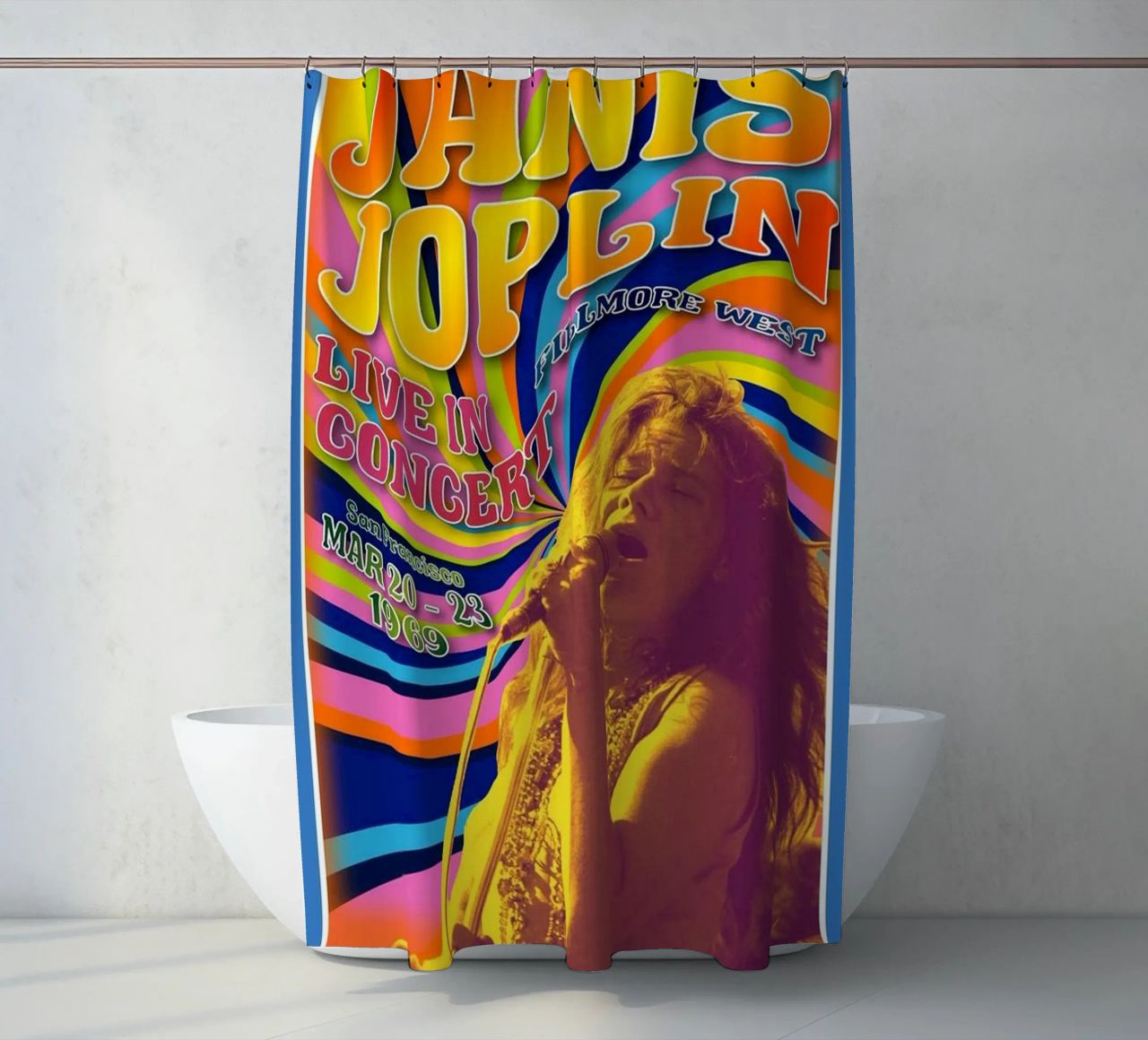 live concert janis joplin 1967 Poster rideau de douche de SoundStudio
