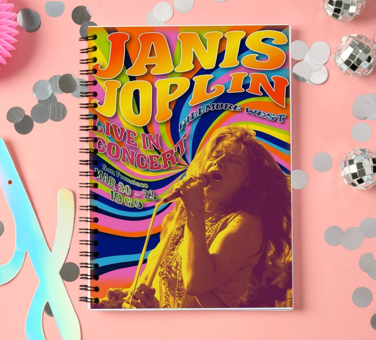 live concert janis joplin 1967 Poster carnet à spirale de SoundStudio